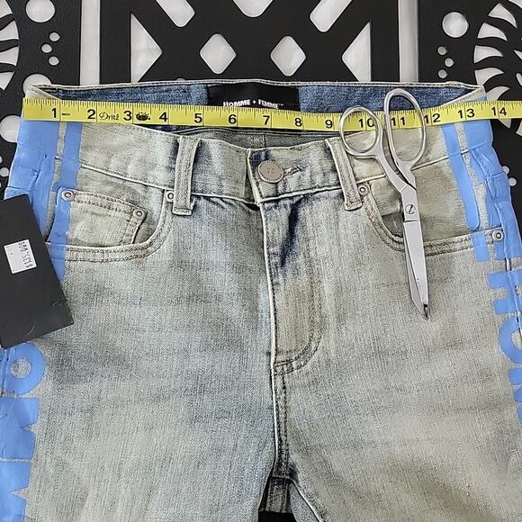 Homme + Femme Men's Trademark Slim Fit Light Blue Denim Jeans 28 - Picture 9 of 13